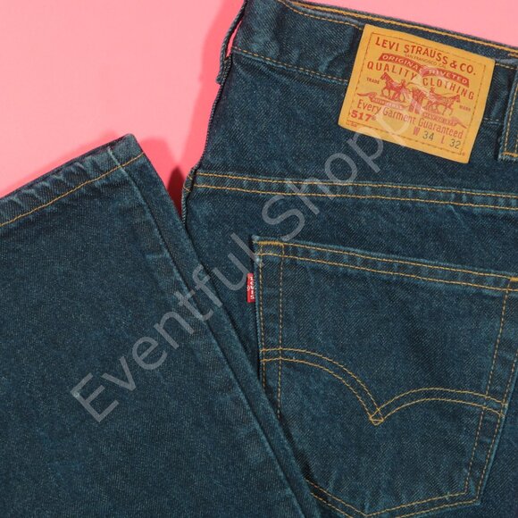 Vintage Levis 517 Jeans Mens 34 Blue Bootcut Made In USA Denim 90s - Picture 1 of 7